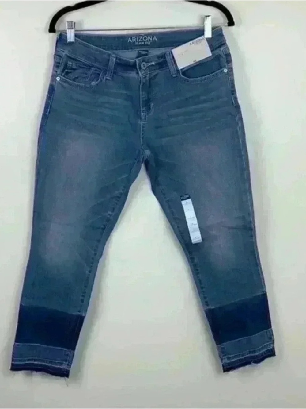 Arizona Jean Company Two-Tone Cropped Ankle Jeans - Blue